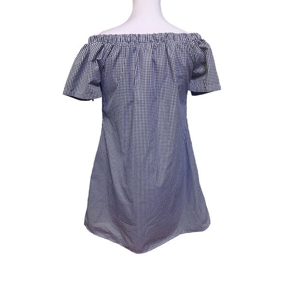 Gingham Off Shoulder Tie Front Mini Dress Beach summer vacation Large Resortwear - Picture 5 of 6